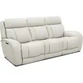 Moorehead Zero Gravity Triple Power Reclining Sofa with Drop Table in Kona White Top-Grain Leather